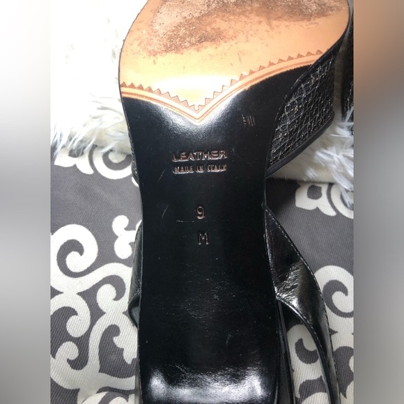 Yves Saint Laurent Vintage Metallic Black Slingback Heels size 9 - Picture 10 of 13